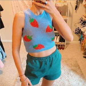 Y2K strawberry cropped sweater vest